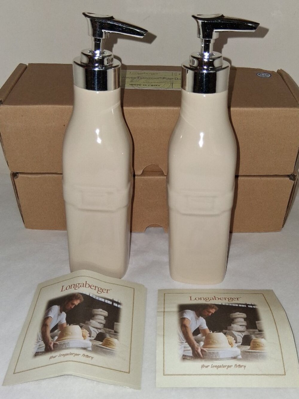 LONGABERGER Woven Traditions Pump Dispenser Ivory 3186290 (2) NEW in Box